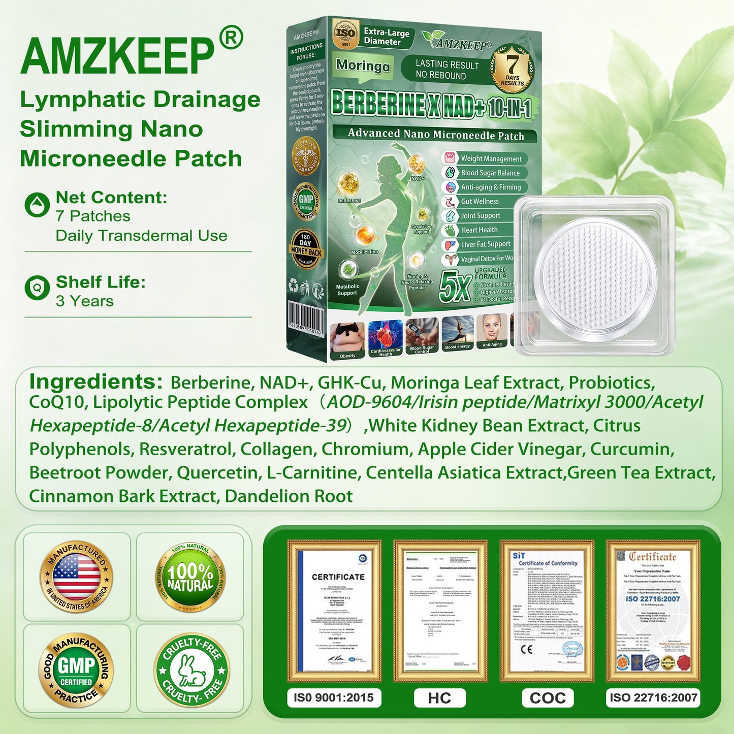 🇺🇸𝑶𝒇𝒇𝒊𝒄𝒊𝒂𝒍 𝑺𝒕𝒐𝒓𝒆 | 𝐀𝐌𝐙𝐊𝐄𝐄𝐏® 𝑴𝒆𝒕𝒂𝒃𝒐𝒍𝒊𝒄 𝑵𝒂𝒏𝒐 𝑴𝒊𝒄𝒓𝒐𝒏𝒆𝒆𝒅𝒍𝒆 𝑷𝒂𝒕𝒄𝒉 (𝐉𝐮𝐬𝐭 𝐨𝐧𝐜𝐞 𝐚 𝐝𝐚𝐲, 𝐯𝐢𝐬𝐢𝐛𝐥𝐞 𝐜𝐡𝐚𝐧𝐠𝐞𝐬 𝐢𝐧 𝟕 𝐝𝐚𝐲𝐬）𝘽𝙚𝙧𝙗𝙚𝙧𝙞𝙣𝙚 + 𝙈𝙤𝙧𝙞𝙣𝙜𝙖 𝙁𝙤𝙧𝙢𝙪𝙡𝙖 ✅ 𝐅𝐨𝐫 𝐨𝐛𝐞𝐬𝐢𝐭𝐲, 𝗟𝗼𝗼𝘀𝗲 𝘀𝗸𝗶𝗻,𝐝𝐢𝐚𝐛𝐞𝐭𝐞𝐬, 𝐬𝐥𝐞𝐞𝐩 𝐚𝐩𝐧𝐞𝐚, 𝐣𝐨𝐢𝐧𝐭 𝐢𝐬𝐬𝐮𝐞𝐬 𝐚𝐧𝐝 𝐦𝐨𝐫𝐞