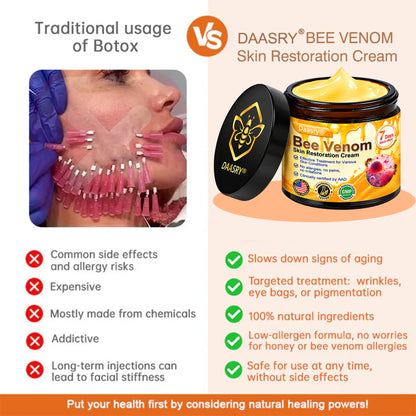 Daasry® Botox Bee Venom Skin Restoration Cream - Anti-aging, Hydrating, Skin Firming & Lifting, Skin Repair, Even Tone, Acne and Dark Spot Treatment, Wart and Mole Removal, and Psoriasis Relief.