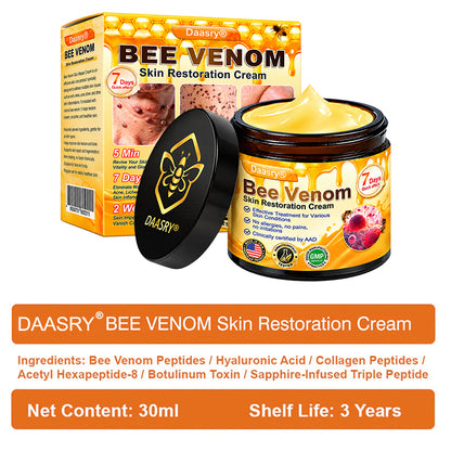 Daasry® Botox Bee Venom Skin Restoration Cream - Anti-aging, Hydrating, Skin Firming & Lifting, Skin Repair, Even Tone, Acne and Dark Spot Treatment, Wart and Mole Removal, and Psoriasis Relief.