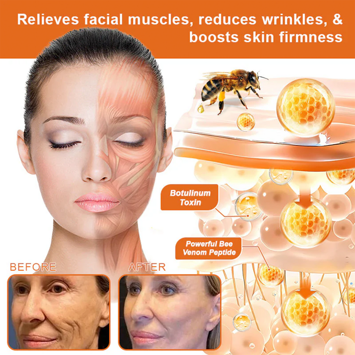 Daasry® Botox Bee Venom Skin Restoration Cream - Anti-aging, Hydrating, Skin Firming & Lifting, Skin Repair, Even Tone, Acne and Dark Spot Treatment, Wart and Mole Removal, and Psoriasis Relief.